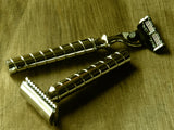 Cartridge/Safety Razor in spiral white chrome - Bundubeard